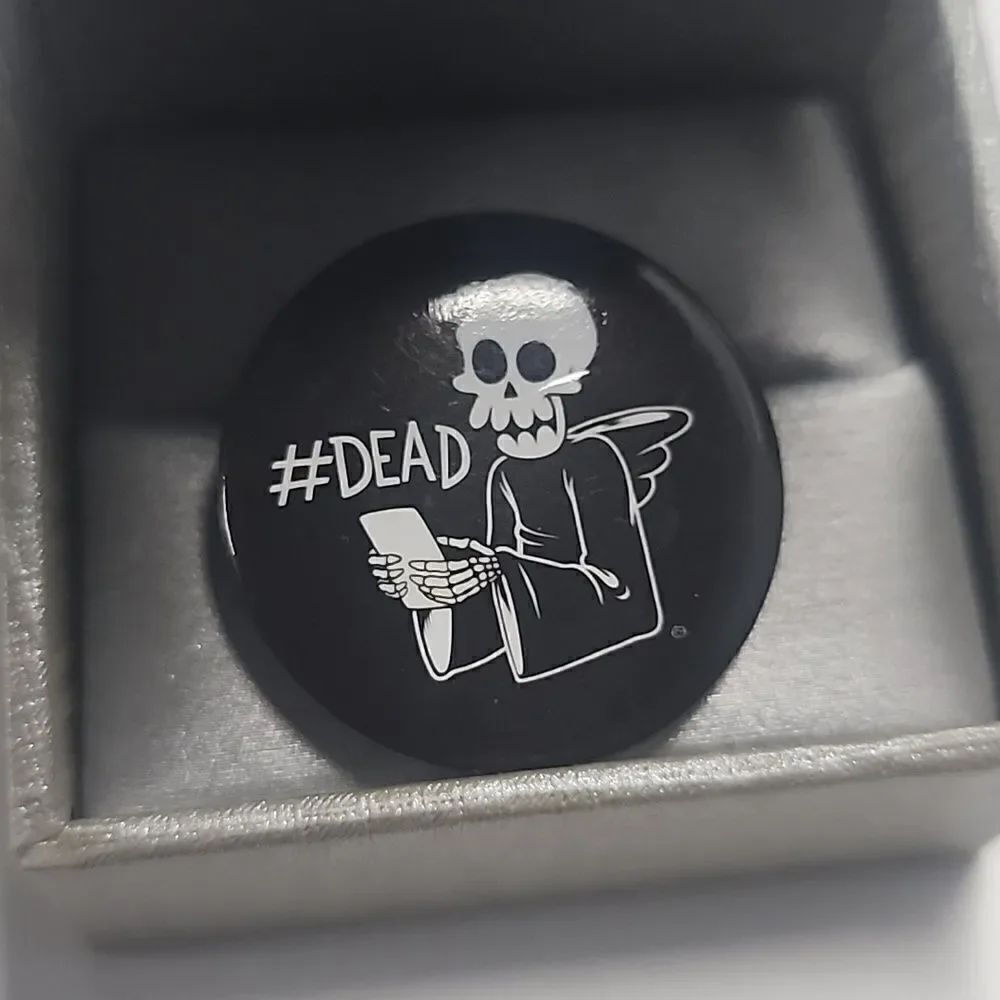 #Dead Grimreaper Skeleton Button Pin Brooch